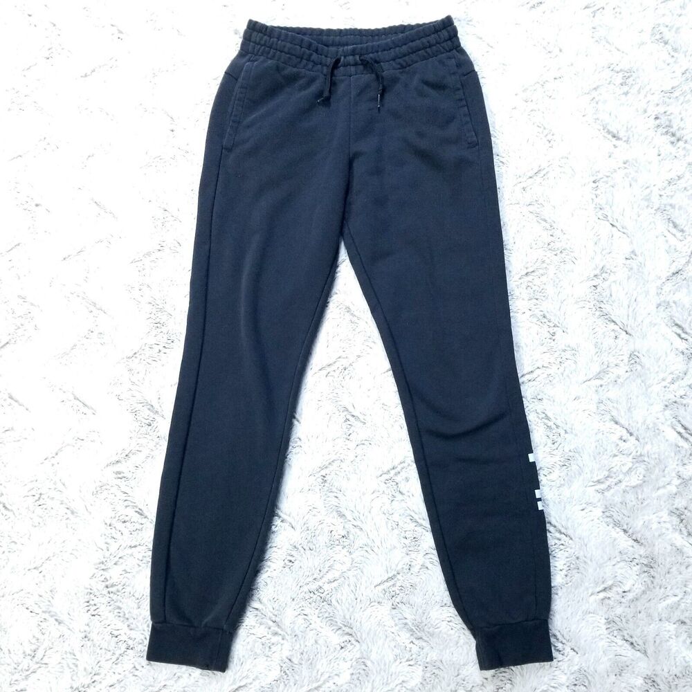 Adidas Sweatpants Jogger Mens Small Black Fleece Flat Front Straight